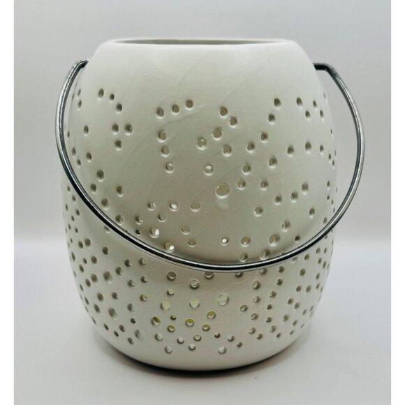 6" frosted snowflake lantern white  led light shine home decor - Picture 1 of 8
